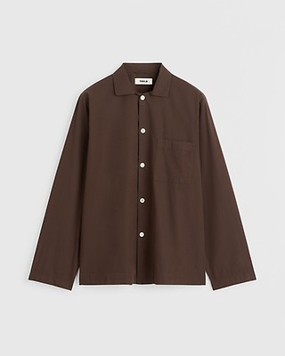 Poplin pyjamas – long-sleeved shirt – Coffee — Tekla