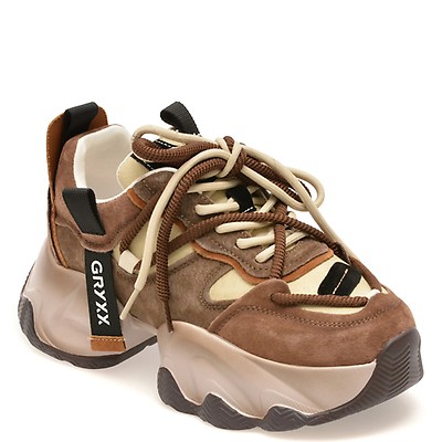 Pantofi sport GRYXX maro, 3281CC, din piele naturala