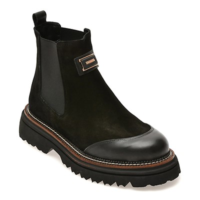 Ghete GRYXX negre, 447GR30, din piele intoarsa