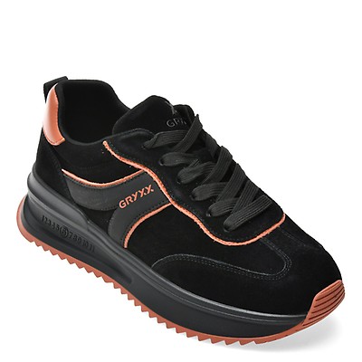 Pantofi sport GRYXX negri, 18708, din piele intoarsa