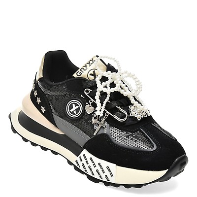 Pantofi sport GRYXX negri, 347, din material textil si piele naturala