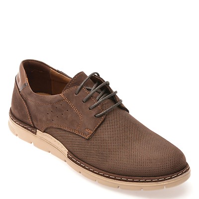 Pantofi OTTER maro, E1971, din nabuc
