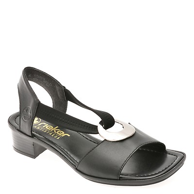 Sandale RIEKER negre, 62662, din piele naturala
