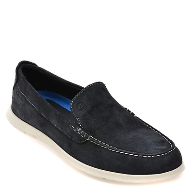 Mocasini CLARKS bleumarin, FLEXWAY STEP, din piele intoarsa