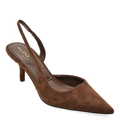 Pantofi eleganti ALDO maro, STESSY LOW SLING 201, din piele intoarsa