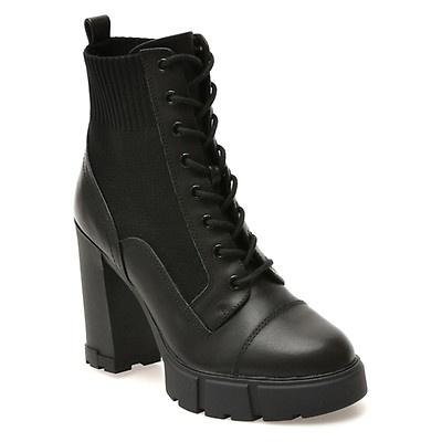 Ghete ALDO negre, REBEL 001, din piele naturala si material textil