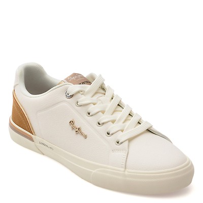 Pantofi sport PEPE JEANS albi, LS30009, din piele ecologica
