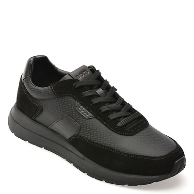 Pantofi sport BOSS negri, 7841, din material textil si piele naturala