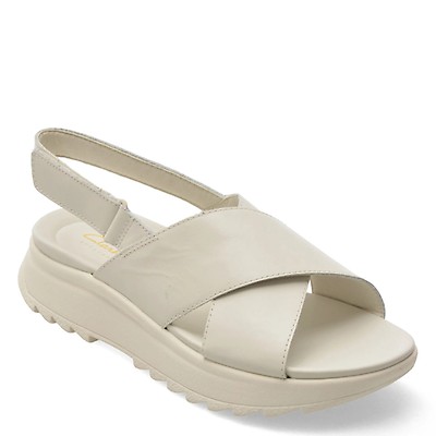 Sandale CLARKS albe, DASH LITE WISH, din piele naturala
