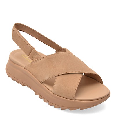 Sandale CLARKS bej, DASH LITE WISH, din piele intoarsa