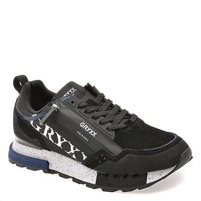 Pantofi sport GRYXX negri, 6013, din material textil si piele naturala