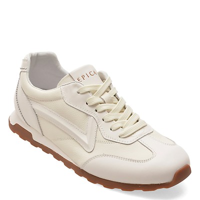 Pantofi sport EPICA albi, 59877, din piele naturala