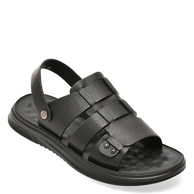 Sandale OTTER negre, D6202, din piele naturala