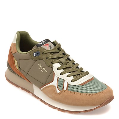 Pantofi sport PEPE JEANS verzi, MS40028, din material textil si piele naturala