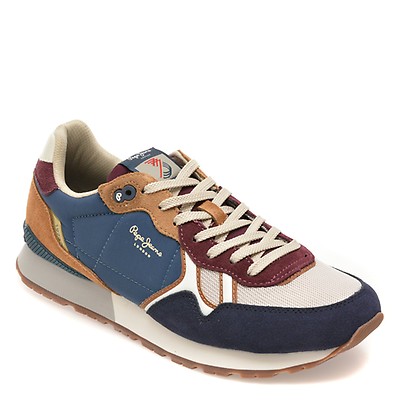 Pantofi sport PEPE JEANS bleumarin, MS40029, din material textil si piele naturala