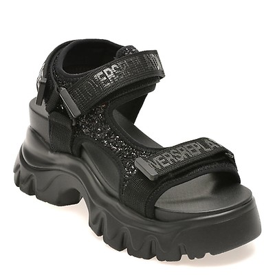 Sandale REPLAY negre, WSIS03S, din piele ecologica