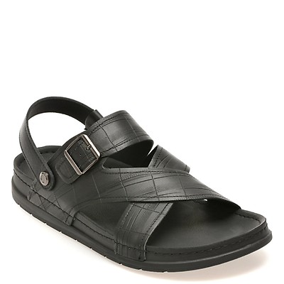 Sandale OTTER negre, 25098, din piele naturala