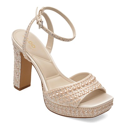 Sandale elegante ALDO albe, CHICGLEAM 110, din material textil