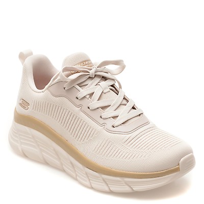 Pantofi sport SKECHERS albi, BOBS B FLEX HI, din material textil