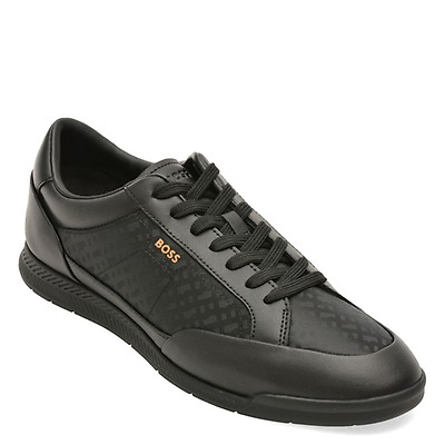 Pantofi sport BOSS negri, 8501, din material testil si piele naturala