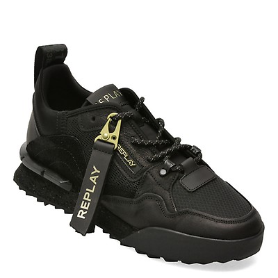 Pantofi sport REPLAY negri, MS1P2UL, din material textil si piele naturala