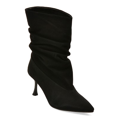 Botine elegante EPICA negre, AC5872, din piele intoarsa