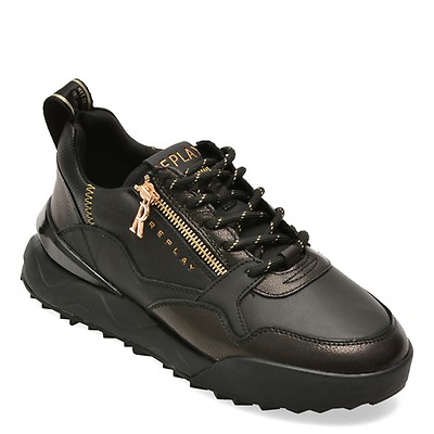 Pantofi sport REPLAY negri, WS9H0NL, din piele naturala