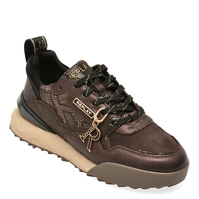 Pantofi sport REPLAY maro, WS9H0ML, din piele naturala