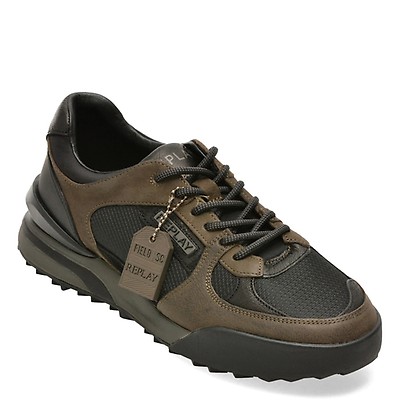 Pantofi sport REPLAY negri, MSG900L, din material textil si piele naturala