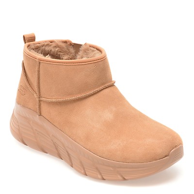 Ghete SKECHERS maro, BOBS B FLEX HI, din piele intoarsa