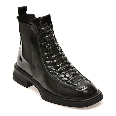 Ghete EPICA negre, 550501, din piele naturala lacuita