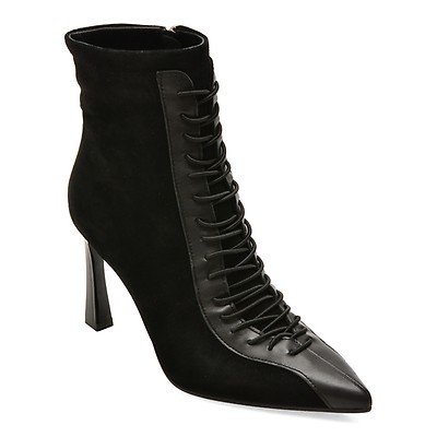 Botine elegante EPICA negre, X5H512, din piele intoarsa