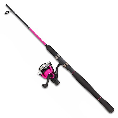 pink and black fishing pole