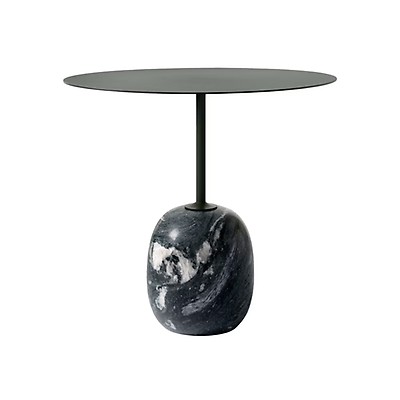 Lato LN9 Couchtisch, Oval, Lackiertes Walnuss/Emparador-Marmor