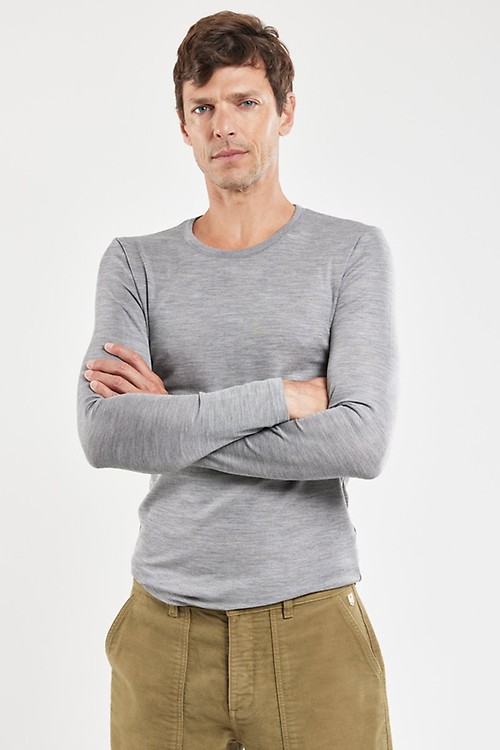 High neck long-sleeved T-shirt - wool and silk