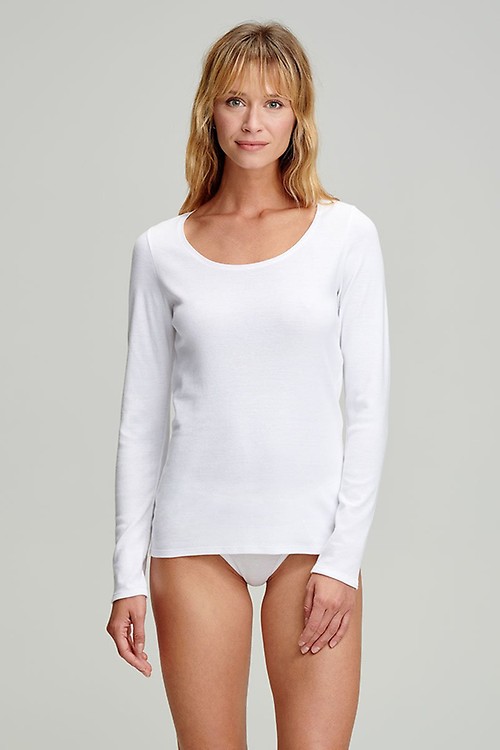T-shirt manches longues - Blanc en coton