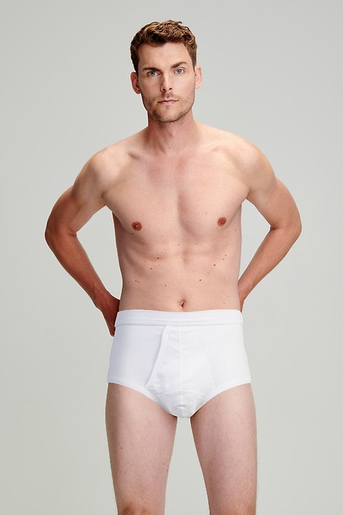 Striped Y-front briefs - light organic cotton