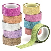 Baker Ross AT794 Rainbow Colors Washi Tape - Pack of 10, Sticky and Decorative for Card Craft, Scrapbooking and Arts and Crafts for Kids