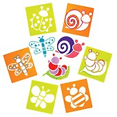 Baker Ross Aw284 Flower Stencils - Pack of 6, Floral Prints for Kids to Use in Arts and Crafts Activities, Painting and Printing Projects