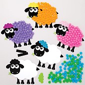 Baker Ross FE478 Fruit Craft Pom Pom Art Kit - Pack of 5, Self Adhesive Card with Coloured Pompoms Crafts