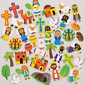 Baker Ross ET203 Religious Glitter Foam Stickers - Pack of 150, Great for Christian Arts and Crafts Projects, Multicolored