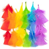 Baker Ross AR245 Mini Quill Feathers Value Pack - Pack of 80, Ideal for Kids' Arts and Crafts, Sensory Stimulation