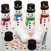 Baker Ross AT190 Build A Snowman Kits - Pack of 4, Christmas Arts and Crafts for Kids, Assorted