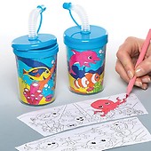 Star Hero Colour-in Bendy Straw Cups (Pack of 3) Design Your Own