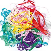 Baker Ross Coloured Satin Ribbon Value Pack 8 Colour, 4mm & 10mm 7.5m/Reel for Kid's Craft & Card Making(Pack of 16 Reels)