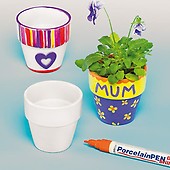 2 Pack Baker Ross AT571 Frog Customisable Ceramic Flower Pots — Creative Art and Craft Supplies for Kids to Make Personalise and Decorate 