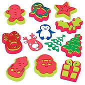Baker Ross AX405 Snowflake Foam Stampers - Pack of 10, Stamp Set for Children, Ideal for Kids Arts and Crafts Projects