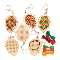 FREEBLOSS 4 Set Star Wooden Cross Stitch Kit With 5 Colors Embroidery Thread, Chip Pendant, Instruction And Hanging Ornament For Christmas
