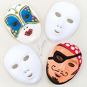 Masque blanc en plastique à décorer, peindre - taille enfant, 18x14cm -  avec élastique | Piccolino