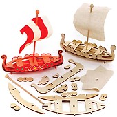 Paquet de 2 l/'artisanat ou les projets de jardin Baker Ross FE357 Kits nichoirs de bateau pirate en bois Artisanat en bois à peindre et à décorer pour les enfants